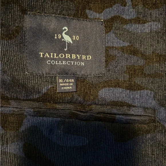 Tailorbyrd Mens Navy Camouflage Corduroy Blazer - Picture 4 of 4